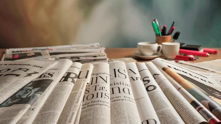 flat lay newspaper pieces assortment 926199 3772983