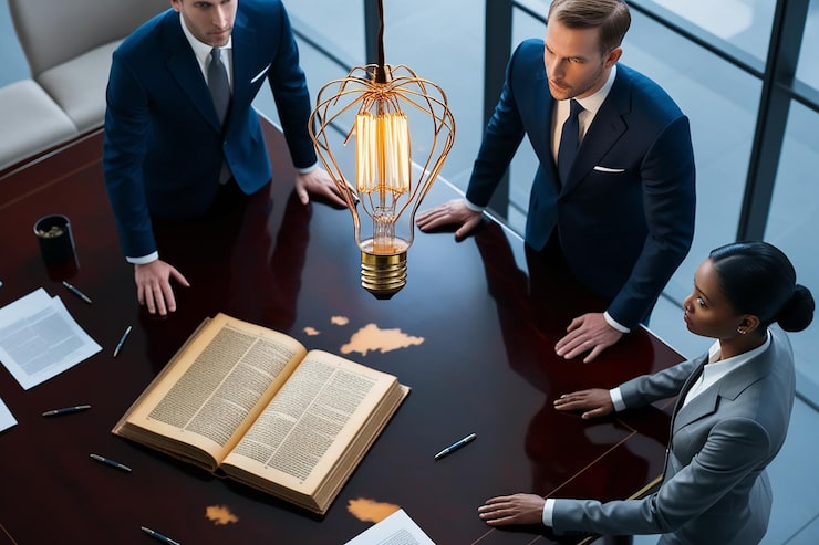 light bulb open book with business people knowledge innovation concept 1029473 815831